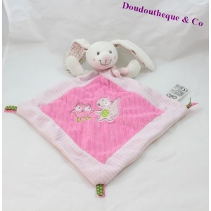 Rabbit flat comforter Mots d'enfants pink rhombus owl fox Leclerc