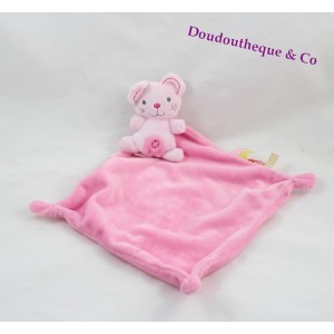 Doudou semi plat souris NICOTOY rose 26 cm