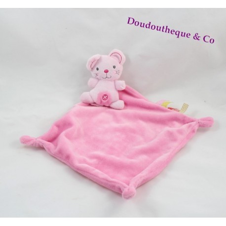 Doudou semi plat souris NICOTOY rose 26 cm Doudou semi plat souris NICOTOY rose 26 cm