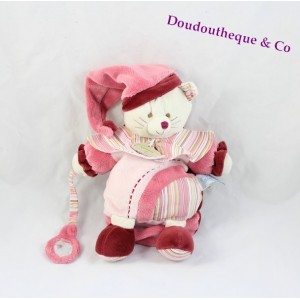 Doudou marionnette Minouchette chat DOUDOU ET COMPAGNIE rose bordeaux 25 cm