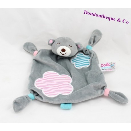 Doudou plat ours MGM DODO D'AMOUR gris noeud 