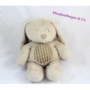 Peluche lapin TEX BABY taupe beige doudou Carrefour 35 cm 