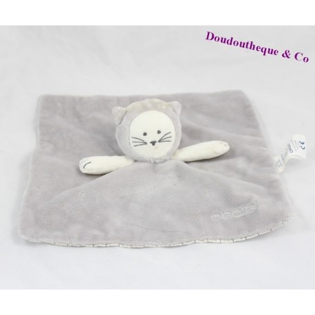 Doudou flat puppet cat OBAIBI gray and white striped underneath