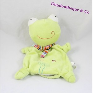 Doudou plat Grenouille CP International verte 25 cm