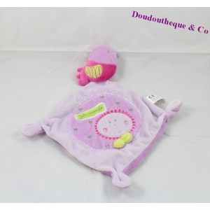 Doudou plat Oiseau Nicotoy violet jolie monde