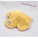 Doudou plat poupée Katherine Roumanoff fleur rose et jaune Dim Dam Doum Moulin Roty