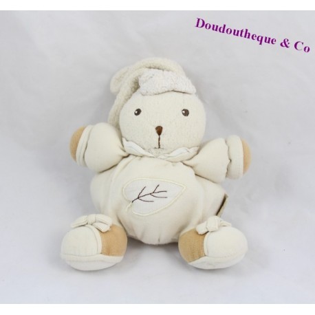 Doudou boule lapin KALOO pure feuille blanc 17 cm