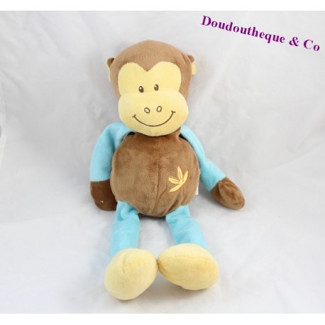 Doudou singe DOUKIDOU / DOU KIDOU 40cm marron et bleu
