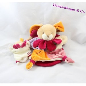 Doudou puppet Bunny BLANKIE and MOM and baby flower company
