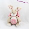 Peluche doudou musical Lapin Oscarine NOUKIE'S beige et rose 24 cm