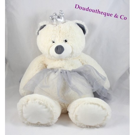 Peluche oursonne ETAM range pyjama-doudou-bouillotte ours blanc princesse 48 cm