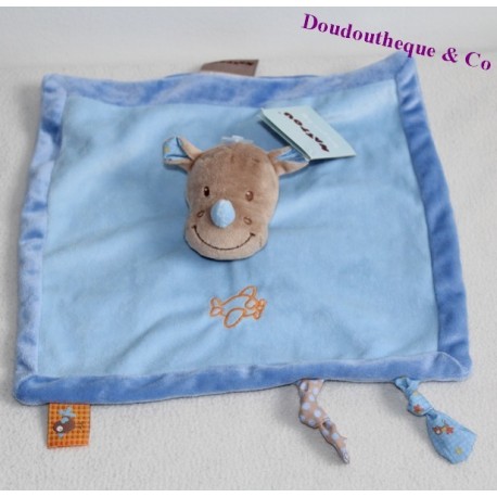 Doudou plat Arthur zèbre NATTOU Arthur et Louis bleu beige 27 cm Doudou plat Arthur zèbre NATTOU Arthur et Louis bleu beige 27 cm