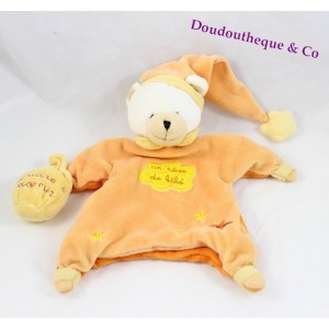 Blanket Puppet Bear BABY NAT' Orange Yellow A Baby Dream Powder To Sleep