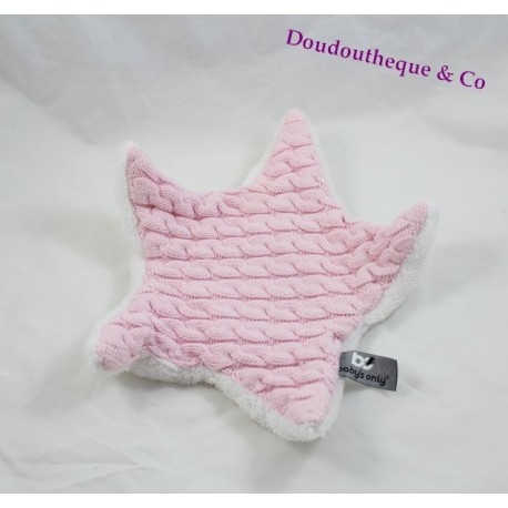 BABY'S ONLY rosa weißes flaches Kuscheltier mit Stern aus Strick 28 cm BABY'S ONLY rosa weißes flaches Kuscheltier mit Stern aus Strick 28 cm