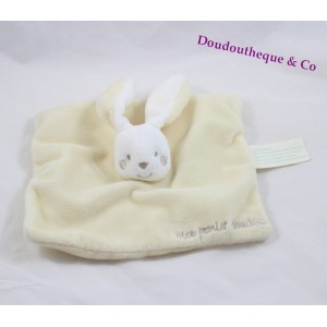 Doudou plat lapin KIMBALOO rose "Mon premier doudou"