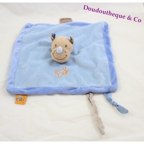 Doudou plat Arthur zèbre NATTOU Arthur et Louis bleu beige 27 cm