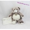 Doudou bear BABY NAT' The Flakes brown handkerchief white 22 cm