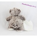Doudou bear BABY NAT' The Flakes brown handkerchief white BN664 22 cm