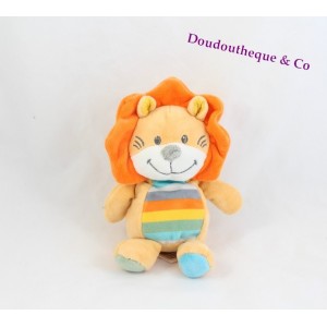 Doudou plat Lion TEX BABY Jungle jaune et bleu 18 cm  	