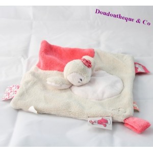 Doudou plat Daisy pingouin NOUKIE'S Daisy et Coco beige rose 25 cm