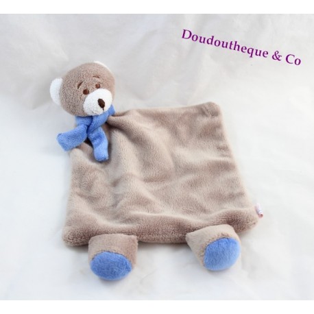 Doudou flat bear GIPHAR brown blue scarf pharmacy 23 cm