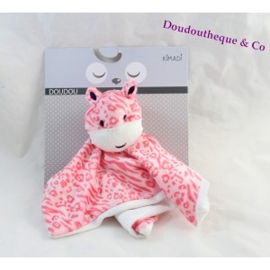 Doudou plat zèbre KIMADI rose blanc noir 24 cm