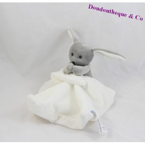 Doudou pañuelo conejo JACADI gris blanco 12 cm
