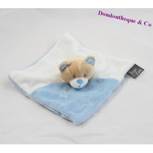 Doudou flat bear TOM - ZOE white blue star 19 cm