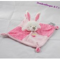 Doudou flat rabbit MOTS D'ENFANTS pink bird Leclerc 21 cm