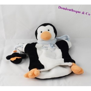 Doudou pinguino burattino DOUDOU E COMPAGNY mamma e bambino 23 cm
