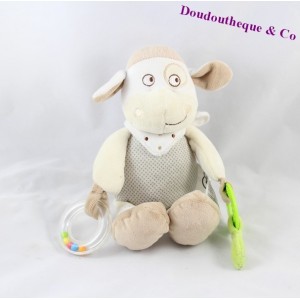 Peluche Mouton MOTS D'ENFANTS beige et créme grelot