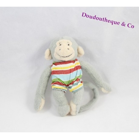 Mini comforter Monkey Popi BAYARD Leo and Popi striped jersey 12 cm
