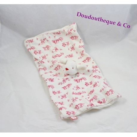 Doudou plat souris SERGENT MAJOR blanc et bleu 35x19cm Doudou plat souris SERGENT MAJOR blanc et bleu 35x19cm