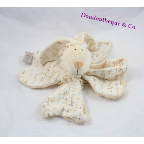 Flaches Kuscheltier Kaninchen CMP P'tit Kaninchenklee beige glücklich Flaches Kuscheltier Kaninchen CMP P'tit Kaninchenklee beige glücklich