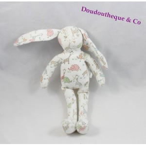 Doudou Kaninchen Sergeant MAJOR weiß gedruckt Savannah Dschungel 25 cm