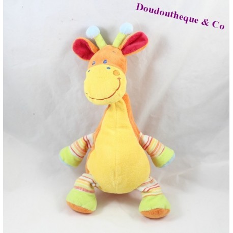 Doudou Girafe Orange MOTS D'ENFANTS Position Assise 33cm 