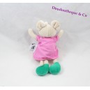 Doudou souris MOULIN ROTY mademoiselle Cheese robe rose lunette verte