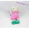 Doudou souris MOULIN ROTY mademoiselle Cheese robe rose lunette verte