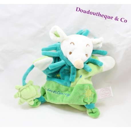 Cuddly toy mouse puppet DOUDOU ET COMPAGNIE sun green mouse 20 cm