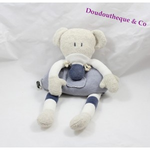 Il comfort del mouse peluche bambino a righe blu bianco grigio 35 cm