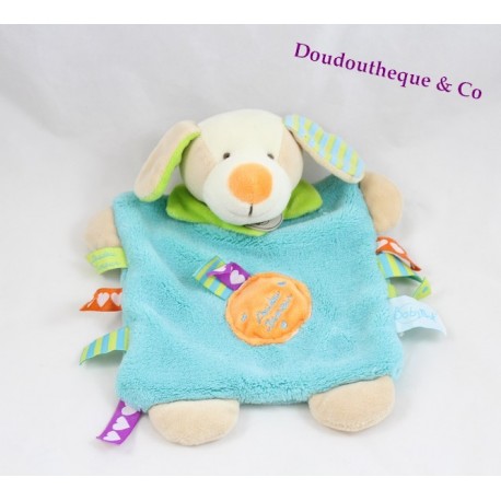 Doudou plat rond Chien BABY NAT' marionnette beige attache tétine Doudou plat rond Chien BABY NAT' marionnette beige attache tétine