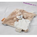 Doudou plat castor NOUKIE'S William et Henry beige blanc 26 cm