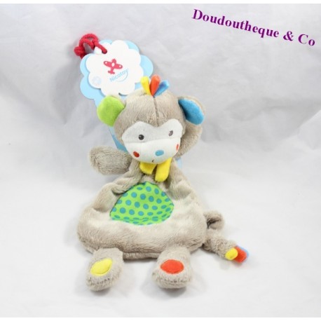 Doudou semi plat lion NICOTOY écharpe bleu 32 cm