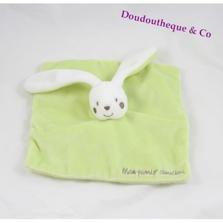 Doudou plat Lapin KIMBALOO vert carré 19 cm Doudou plat Lapin KIMBALOO vert carré 19 cm
