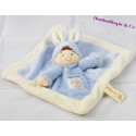 Doudou plat garçon déguisé en lapin NICOTOY bleu 23x23cm