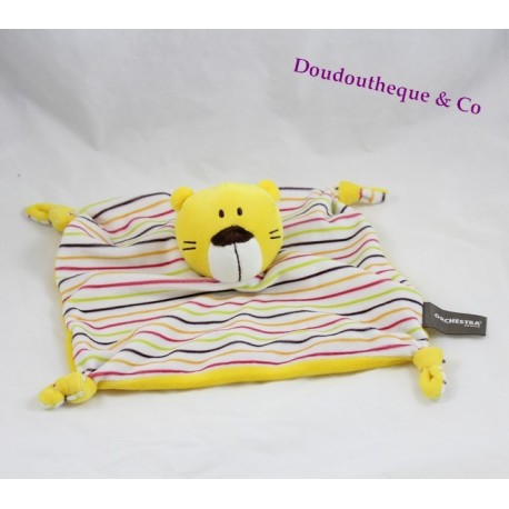 Doudou flat Tiger ORCHESTRA yellow striped bear or cat 25 cm