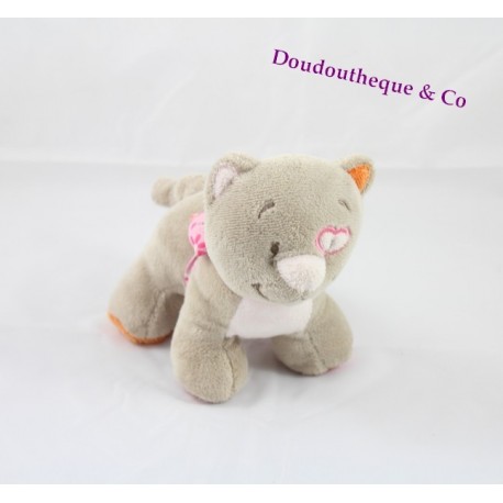 Doudou Ours Plat Orange Et Rayé Multicolore Noukie's Doudou Ours Plat Orange Et Rayé Multicolore Noukie's