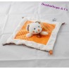 Teddy bear NICOTOY white orange polka dots, sos comforters, sos doudou, lost comforter