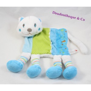 Doudou plat Lion gris KIABI / NICOTOY cercle orange foulard bleu