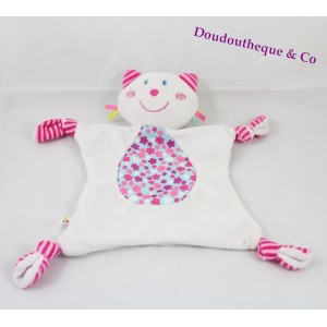 Doudou flachen Katze P' wenig küssen AUBERT Rosa und weißen Blüten 30 cm Glocke